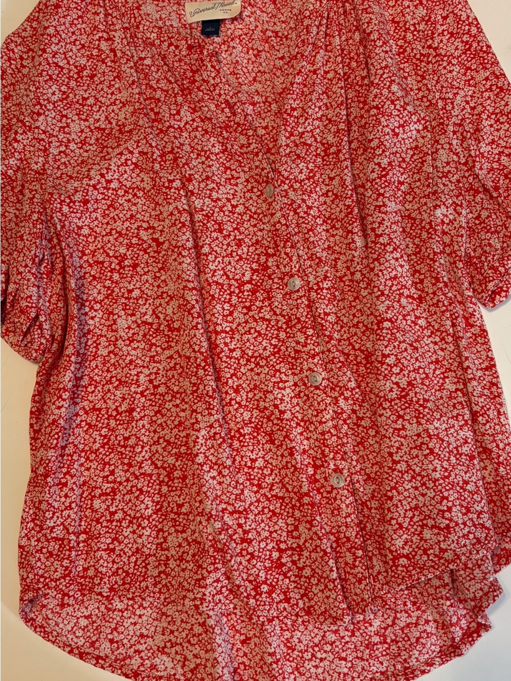 Universal Thread Red Floral Button-Down Shirt